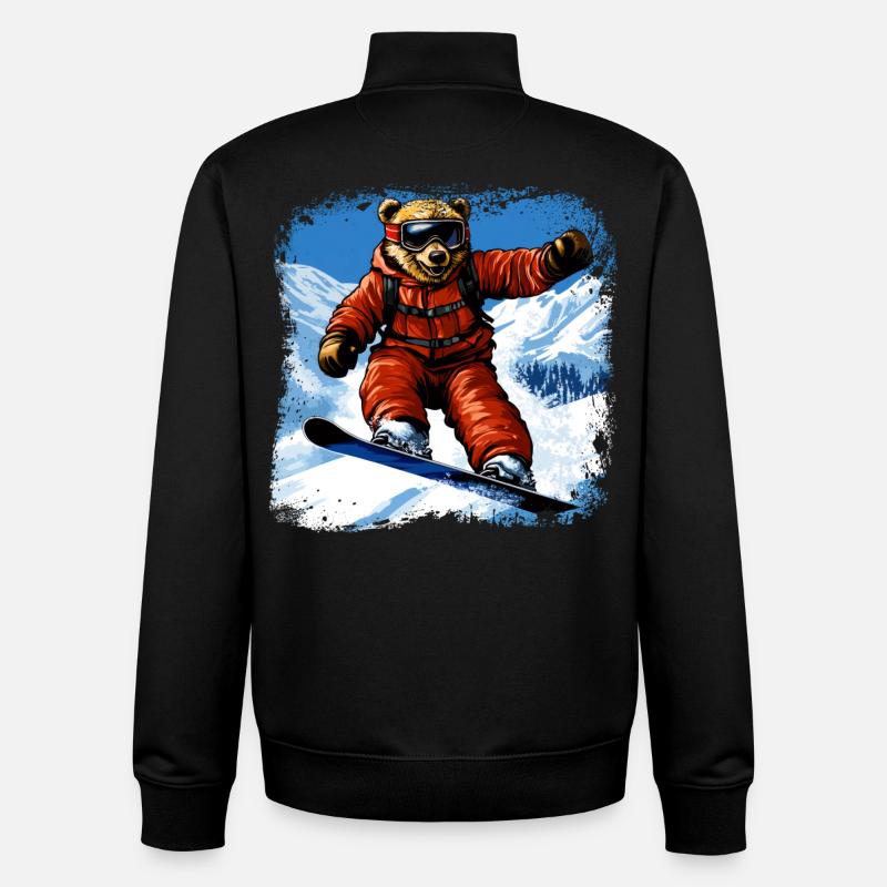 Bear Snowboard - Unisex Organic Zip Sweatshirt by Stanley/Stella - black