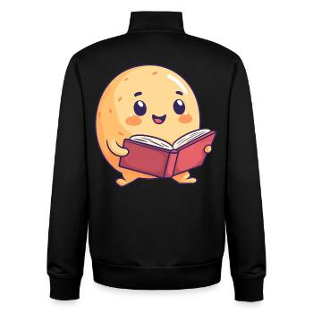 Glückliche Kartoffel beim Lesen eines Buches - Entzückendes Design - Unisex Organic Zip Sweatshirt von Stanley/Stella - Schwarz - Hinten - AI Model Male 185 light (185cm)