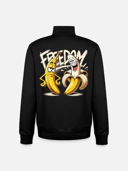 Cadeau banane liberté - Sweat zippé unisexe en coton bio Stanley/Stella - noir