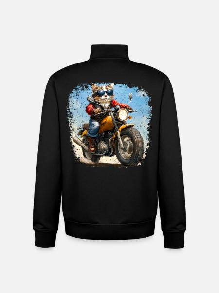 Chats Motards / Moto Chat - Sweat zippé unisexe en coton bio Stanley/Stella - noir
