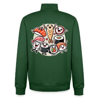 Sushi Freunde Maki Nigiri Sashimi Kawaii Geschenk - Unisex Organic Zip Sweatshirt von Stanley/Stella - Flaschengrün - Hinten - AI Model Male 185 dark (185cm)
