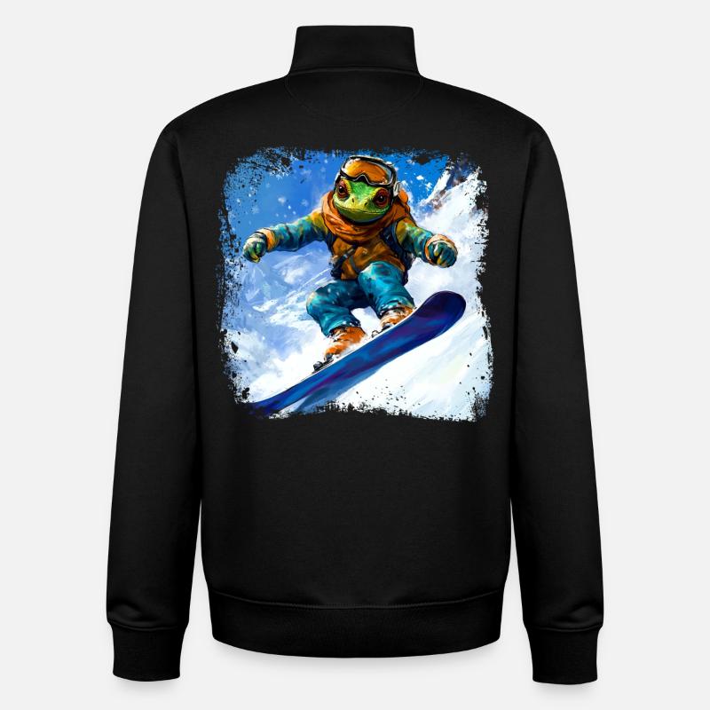 Snowboard Caméléon - Sweat zippé unisexe en coton bio Stanley/Stella - noir