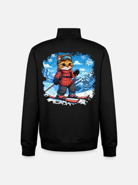 Chats de ski - Sweat zippé unisexe en coton bio Stanley/Stella - noir