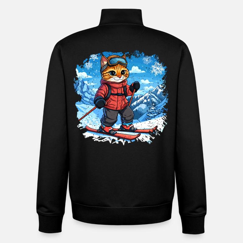 Chats de ski - Sweat zippé unisexe en coton bio Stanley/Stella - noir