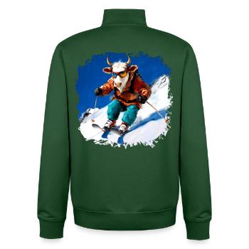 Ski des vaches - Sweat zippé unisexe en coton bio Stanley/Stella - vert bouteille - Dos - AI Model Male 185 dark (185cm)