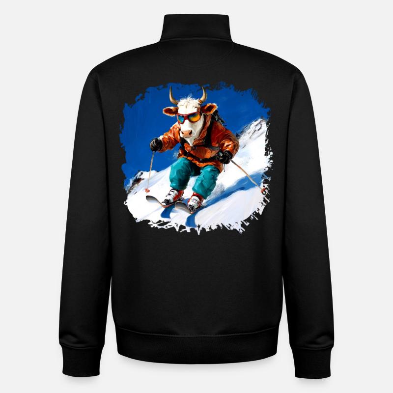 Kühe Ski - Unisex Organic Zip Sweatshirt von Stanley/Stella - Schwarz