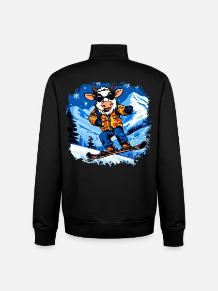 Vaches Snowboard / Vache Snowboardeuse - Sweat zippé unisexe en coton bio Stanley/Stella - noir
