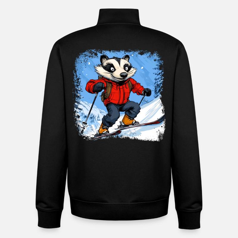 Dachse Ski / Skifahrer Dachs - Unisex Organic Zip Sweatshirt von Stanley/Stella - Schwarz