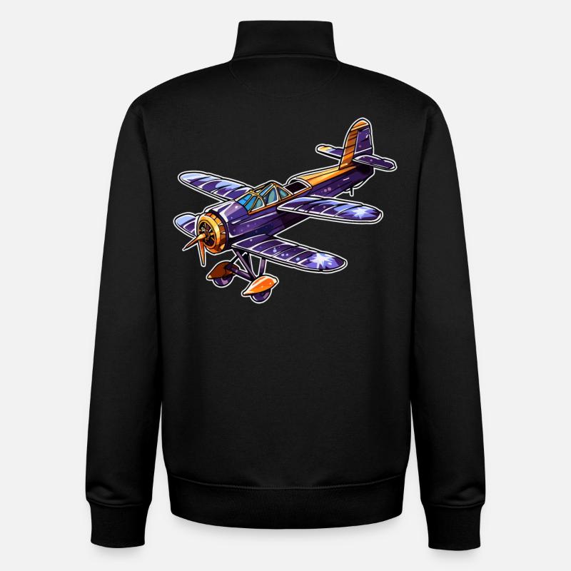 Propeller Plane Comic Look - Unisex Organic Zip Sweatshirt by Stanley/Stella - black