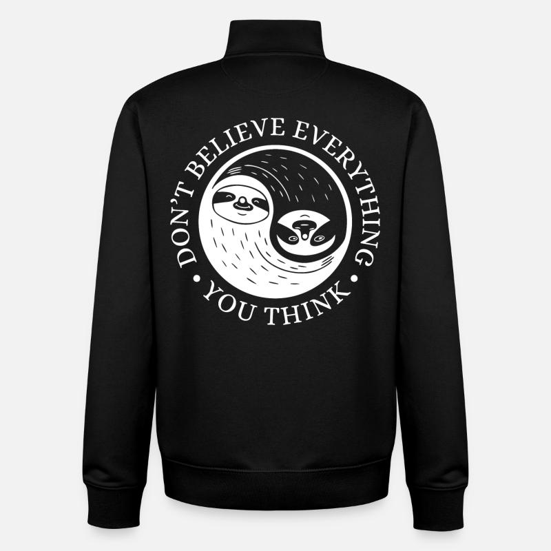 Yin-Yang Sloth – Relaxed Mindset - Unisex Organic Zip Sweatshirt by Stanley/Stella - black