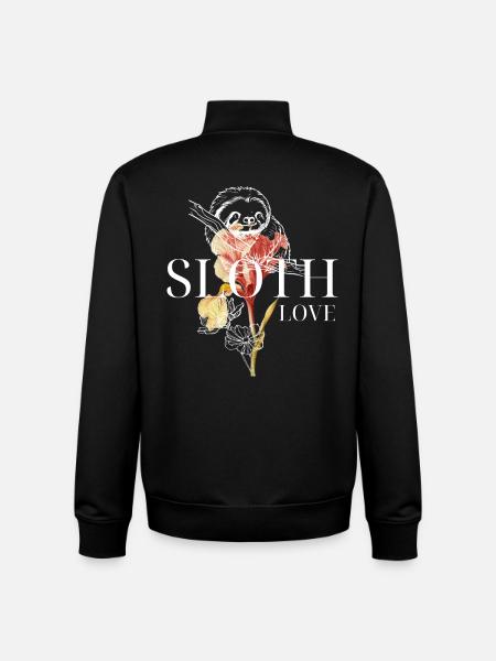 Sloth Love – Floral Art & Sloth - Unisex Organic Zip Sweatshirt by Stanley/Stella - black