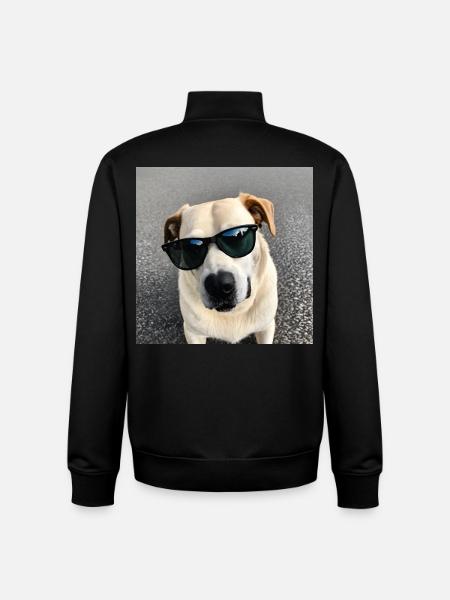 Dog with sunglasses - Unisex Organic Zip Sweatshirt by Stanley/Stella - black
