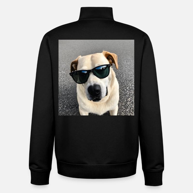 Hund mit Sonnenbrille - Unisex Organic Zip Sweatshirt von Stanley/Stella - Schwarz