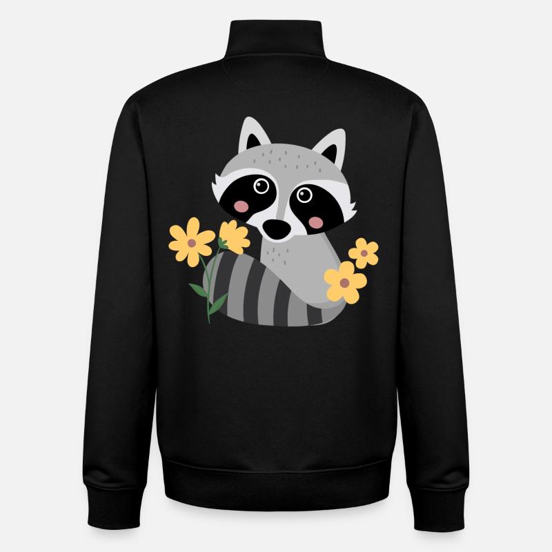 Kleiner Waschbär mit Blumen - Unisex Organic Zip Sweatshirt von Stanley/Stella - Schwarz