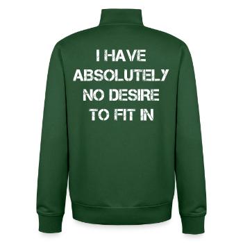 I have absolutely no desire to fit in - Unisex Organic Zip Sweatshirt von Stanley/Stella - Flaschengrün - Hinten - AI Model Male 185 dark (185cm)