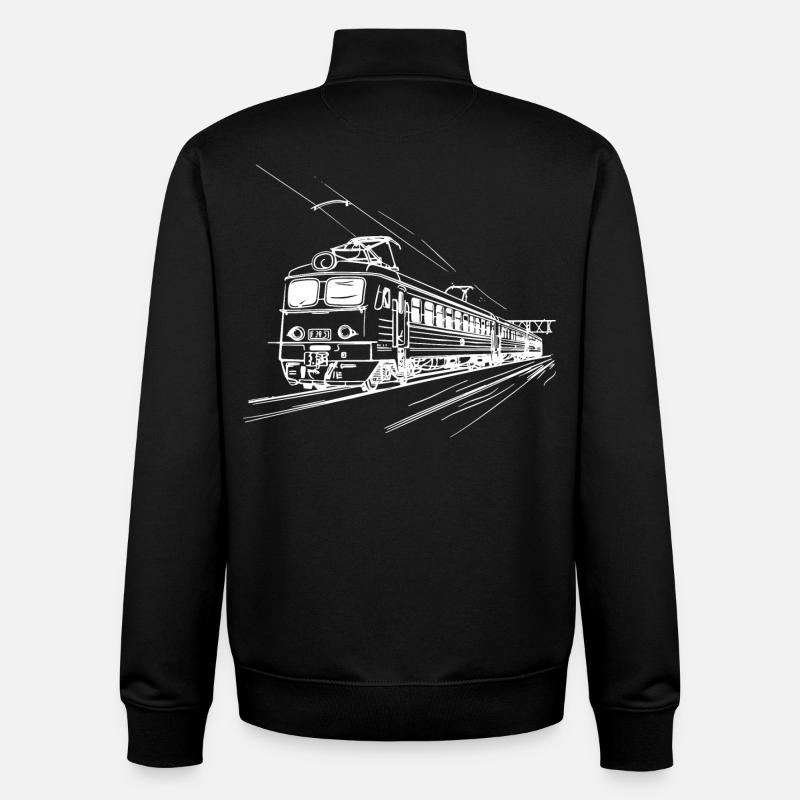 Dessin ferroviaire - Sweat zippé unisexe en coton bio Stanley/Stella - noir