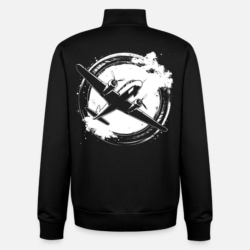 Flugzeug Skizze - Unisex Organic Zip Sweatshirt von Stanley/Stella - Schwarz