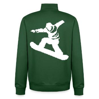 Snowboarder Pixel Grafik - Unisex Organic Zip Sweatshirt von Stanley/Stella - Flaschengrün - Hinten - AI Model Male 185 dark (185cm)