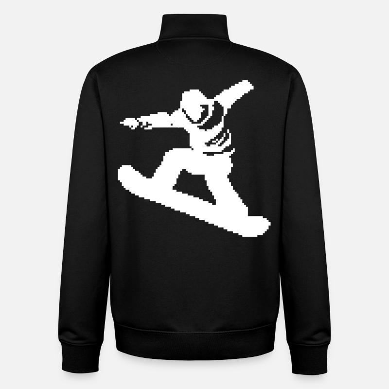 Graphique Pixel Snowboarder - Sweat zippé unisexe en coton bio Stanley/Stella - noir
