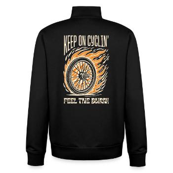 Keep on Cyclin' – Fiery Bicycle Wheel - Unisex Organic Zip Sweatshirt by Stanley/Stella - black - Back - AI Model Male 185 light (185cm)