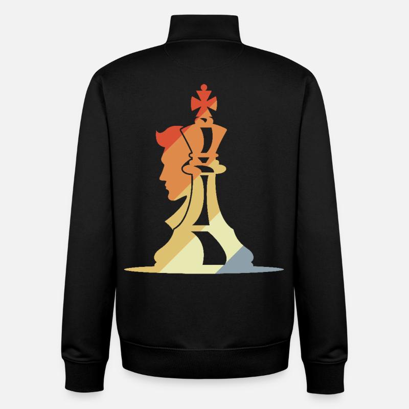 Chess Player Sketch Retro - Unisex Organic Zip Sweatshirt by Stanley/Stella - black