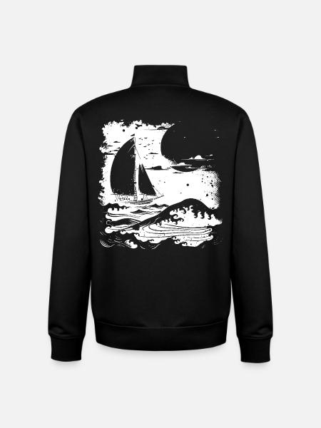 Sailing Drawing - Unisex Organic Zip Sweatshirt by Stanley/Stella - black