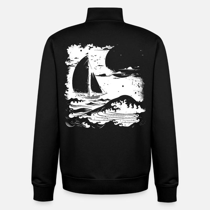 Dessin de voile - Sweat zippé unisexe en coton bio Stanley/Stella - noir