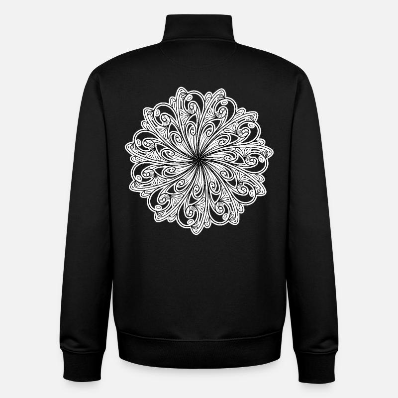 design floral noir et blanc - Sweat zippé unisexe en coton bio Stanley/Stella - noir