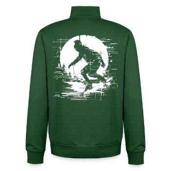 Skateboarderin Pixel Grafik - Unisex Organic Zip Sweatshirt von Stanley/Stella - Flaschengrün - Hinten - AI Model Male 185 dark (185cm)
