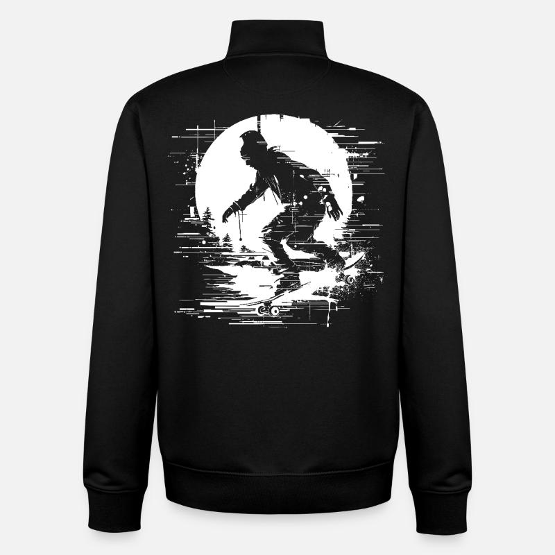Skateboarder Pixel Graphic - Unisex Organic Zip Sweatshirt by Stanley/Stella - black
