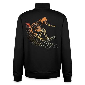 Dessin de fille surfeuse - Sweat zippé unisexe en coton bio Stanley/Stella - noir - Dos - AI Model Male 185 light (185cm)