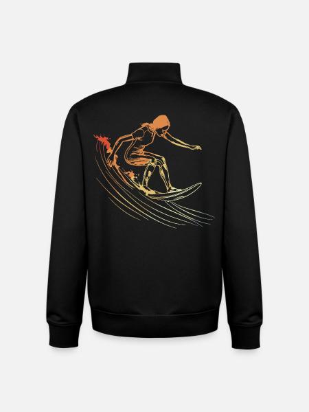 Surfen Mädchen Zeichnung - Unisex Organic Zip Sweatshirt von Stanley/Stella - Schwarz