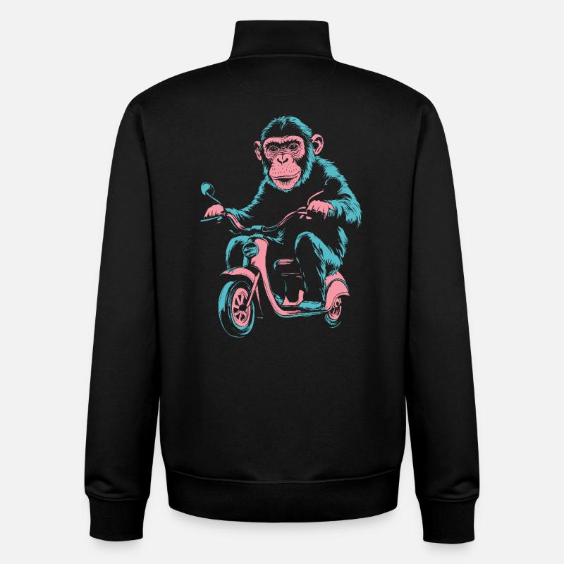Affe auf dem Roller – Retro Streetstyle - Unisex Organic Zip Sweatshirt von Stanley/Stella - Schwarz