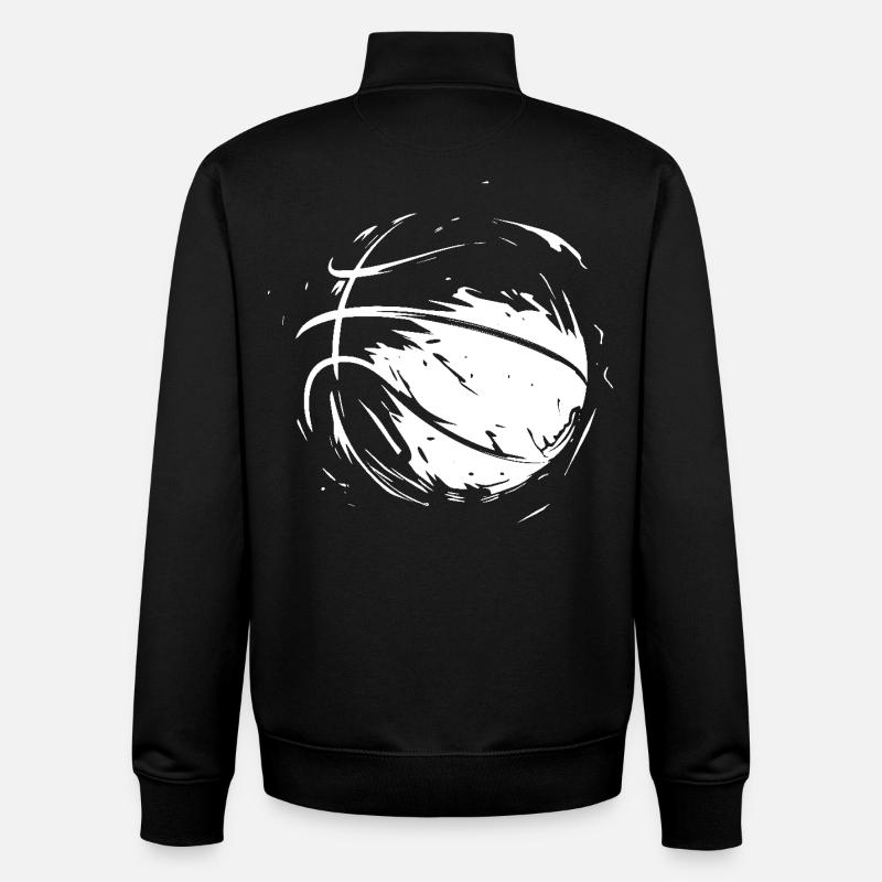 Croquis de basket-ball - Sweat zippé unisexe en coton bio Stanley/Stella - noir