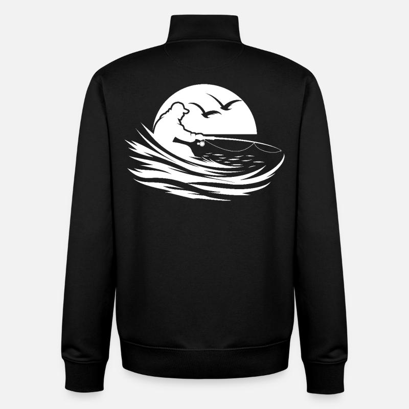 Fishing Graph - Unisex Organic Zip Sweatshirt by Stanley/Stella - black