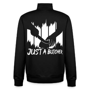 Just a butcher - Unisex Organic Zip Sweatshirt by Stanley/Stella - black - Back - AI Model Male 185 light (185cm)