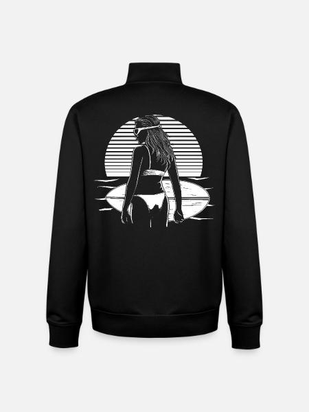 Surfeuse - Sweat zippé unisexe en coton bio Stanley/Stella - noir