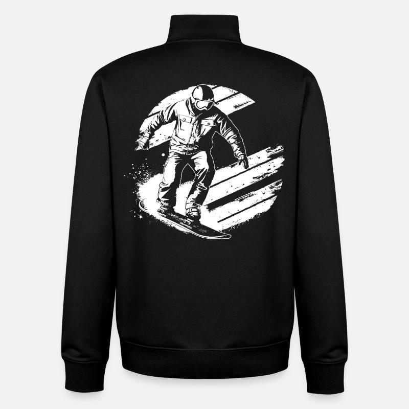 Dessin de snowboarder - Sweat zippé unisexe en coton bio Stanley/Stella - noir