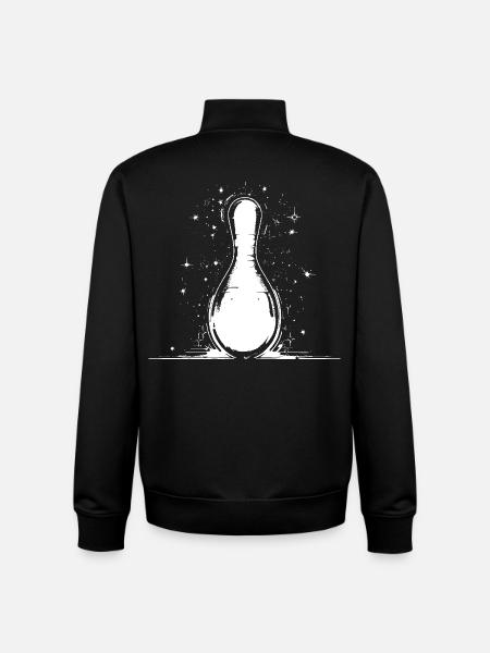 Bowling Pin Graphic - Unisex Organic Zip Sweatshirt by Stanley/Stella - black