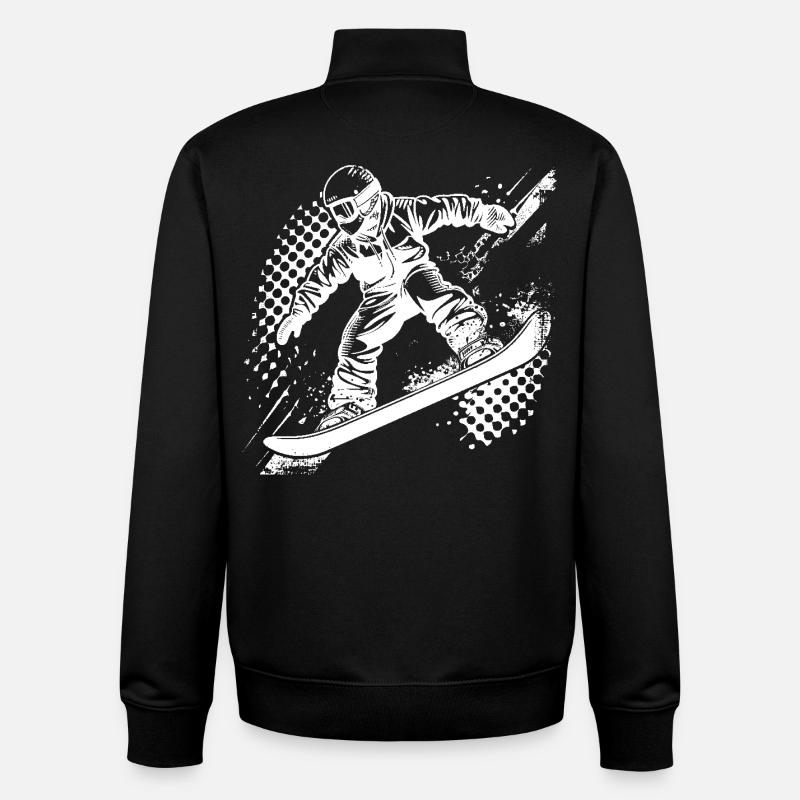 Dessin de snowboarder - Sweat zippé unisexe en coton bio Stanley/Stella - noir