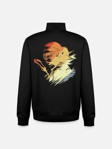 Retro Lacrosse Player - Unisex Organic Zip Sweatshirt by Stanley/Stella - black