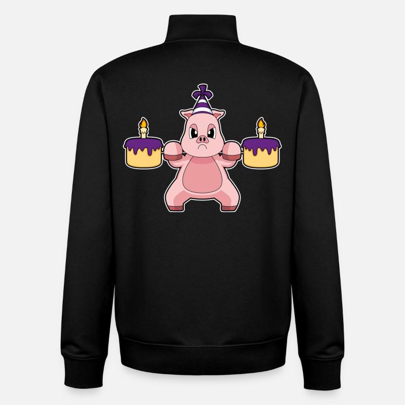 Cochon Anniversaire Musculation - Sweat zippé unisexe en coton bio Stanley/Stella - noir