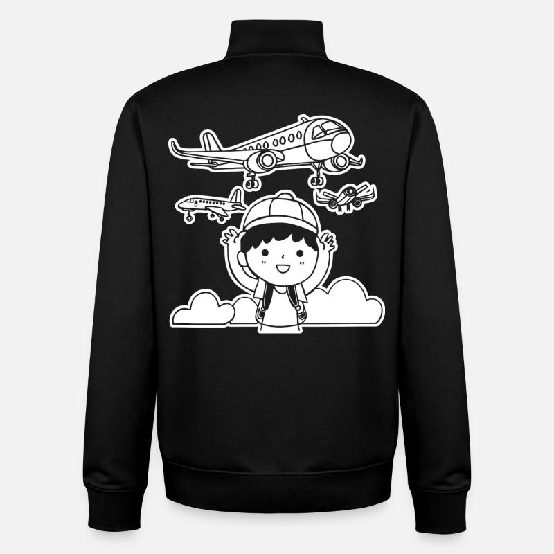 Drôles d’avions - Sweat zippé unisexe en coton bio Stanley/Stella - noir