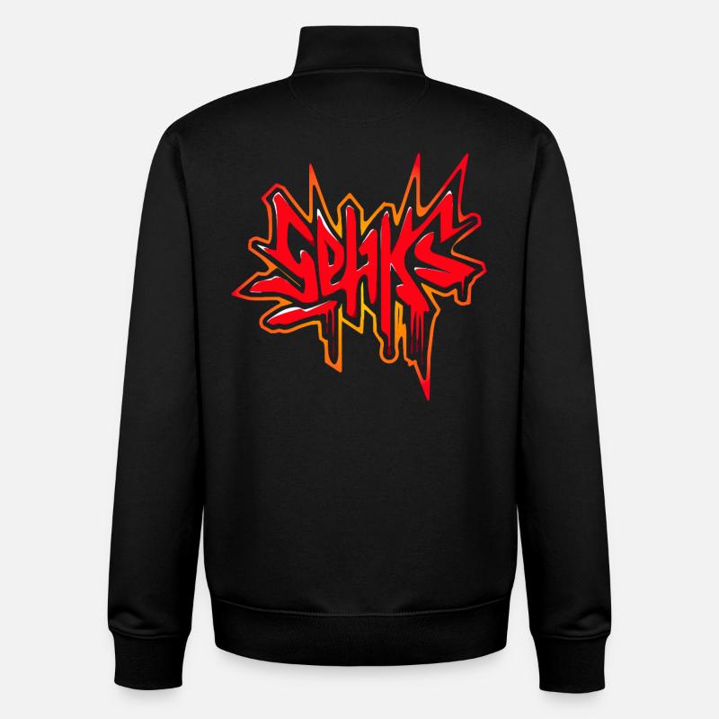 Sehks Red Splash - Sweat zippé unisexe en coton bio Stanley/Stella - noir