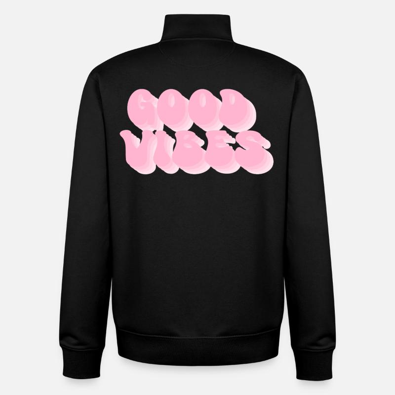 Positive Vibes – Retro Bubble Font - Unisex Organic Zip Sweatshirt by Stanley/Stella - black