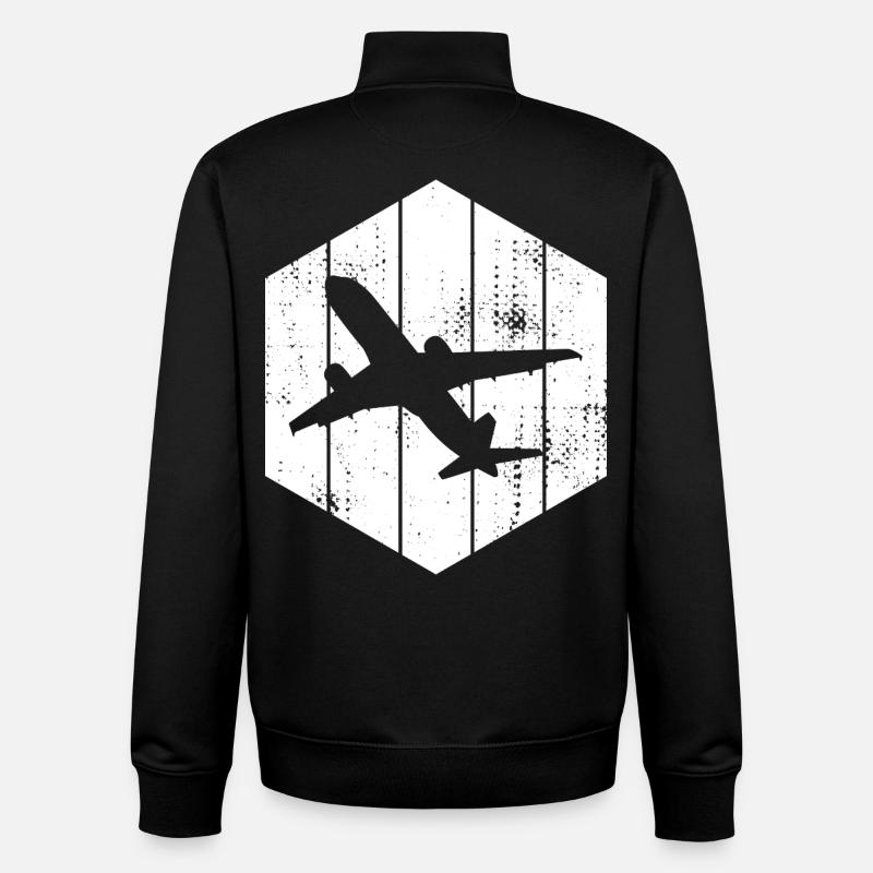 Croquis d’avions - Sweat zippé unisexe en coton bio Stanley/Stella - noir