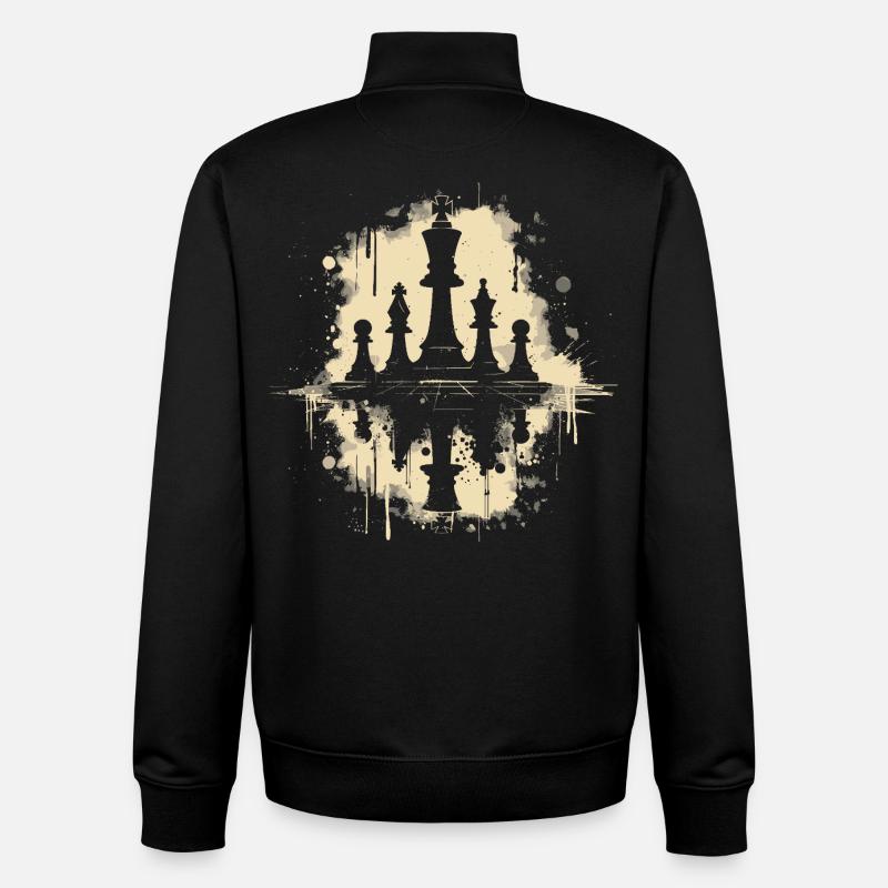 Pièces d’échecs Graffiti - Sweat zippé unisexe en coton bio Stanley/Stella - noir