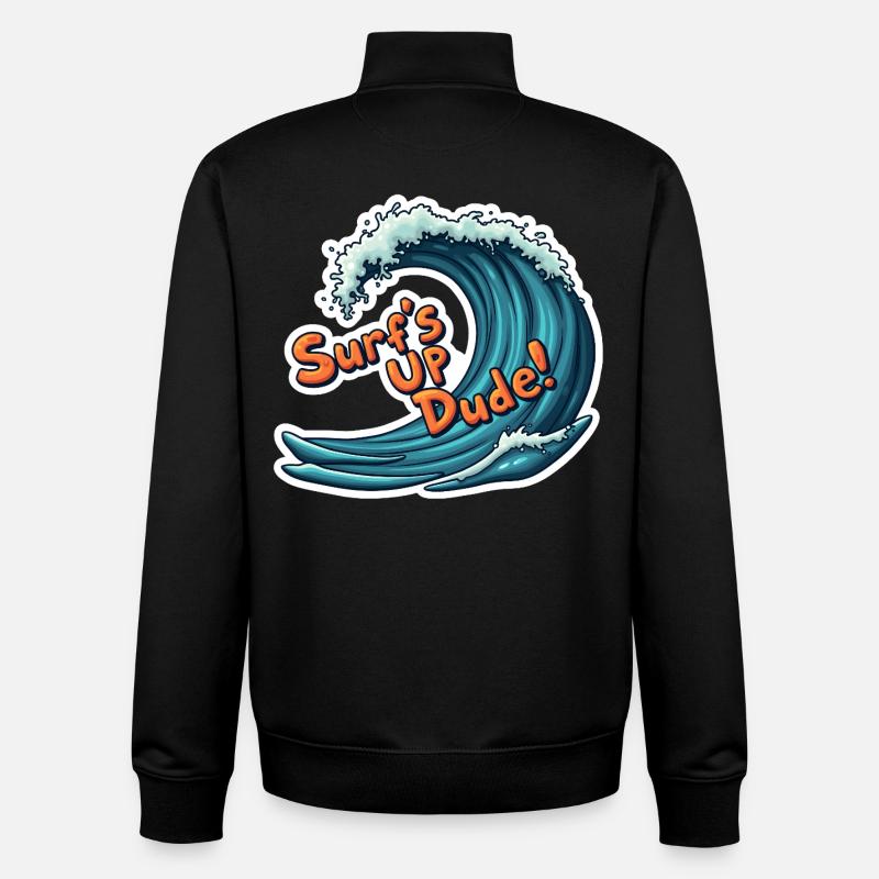 Surfe dessus, mec ! - Sweat zippé unisexe en coton bio Stanley/Stella - noir