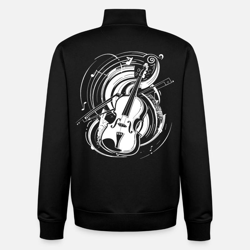Dessin de violon - Sweat zippé unisexe en coton bio Stanley/Stella - noir
