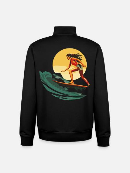 Surfeur - Sweat zippé unisexe en coton bio Stanley/Stella - noir